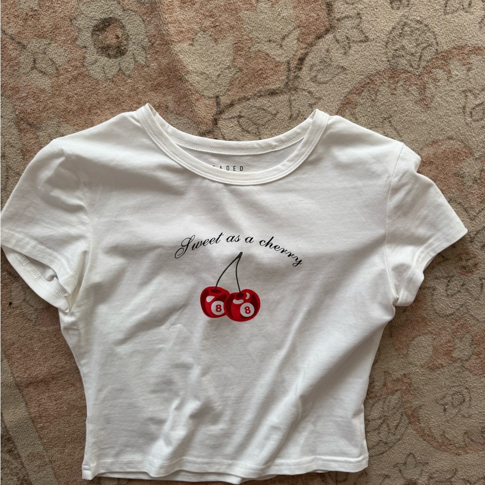 White Cherry Print T-Shirt